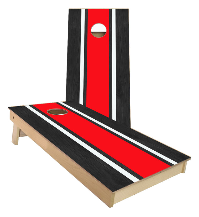 Red and White Striped traditional style Cornhole Boards