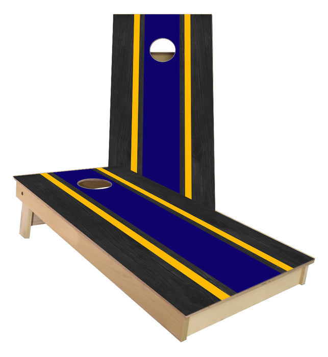 Navy and Yellow Striped traditional style Cornhole Boards