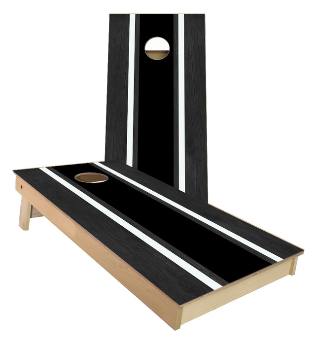 Black and White Striped traditional style Cornhole Boards