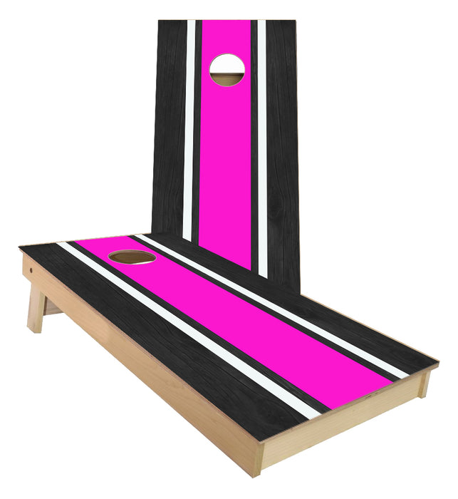 Pink and White Striped traditional style Cornhole Boards