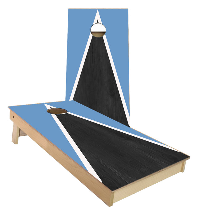 Light blue and White Striped traditional Triangle style Cornhole Boards