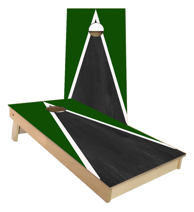 Green and White Striped traditional Triangle style Cornhole Boards