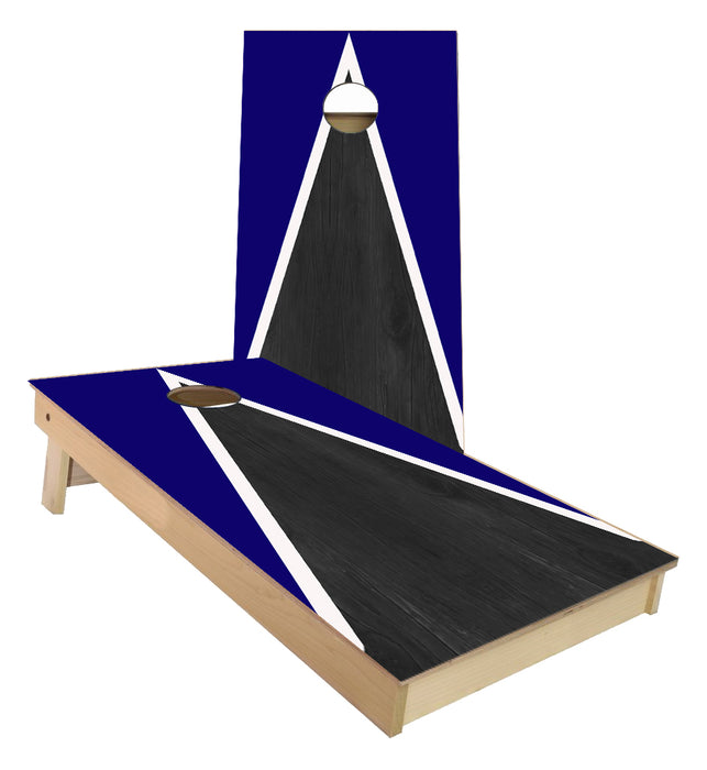 Blue and White Striped traditional Triangle style Cornhole Boards