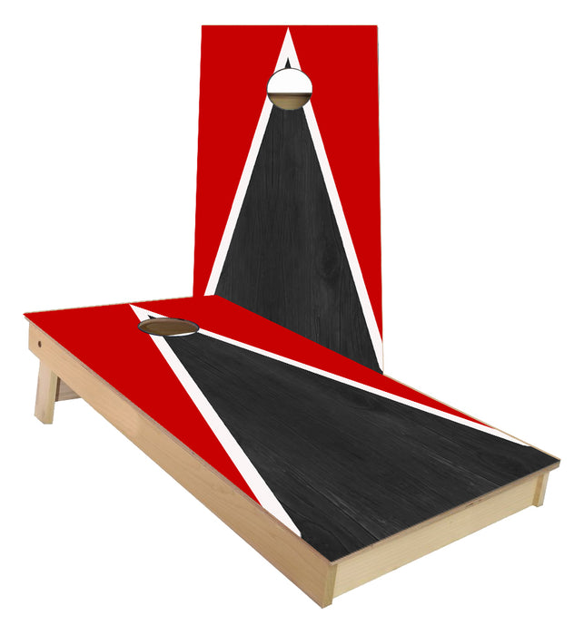 Red and White Striped traditional Triangle style Cornhole Boards