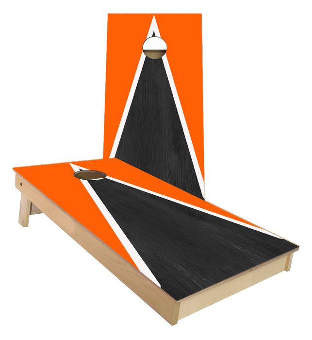 Orange and White Striped traditional Triangle style Cornhole Boards