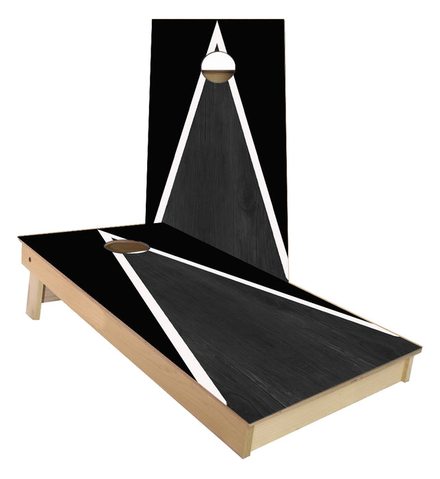Black and White Striped traditional Triangle style Cornhole Boards