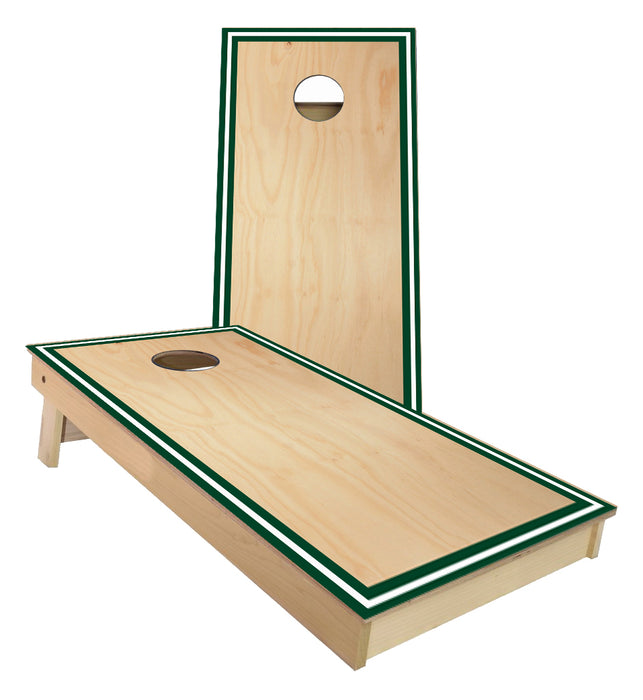 Traditional Sports Stripes Green and White Cornhole Boards