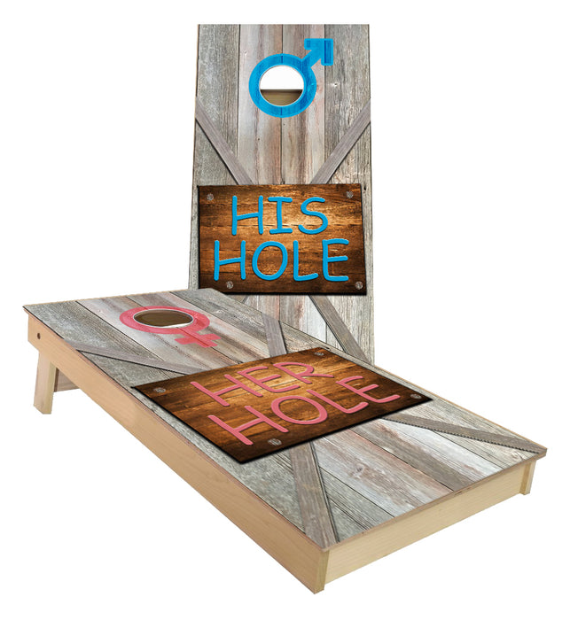 His Hole Her Hole Traditional Cornhole Boards