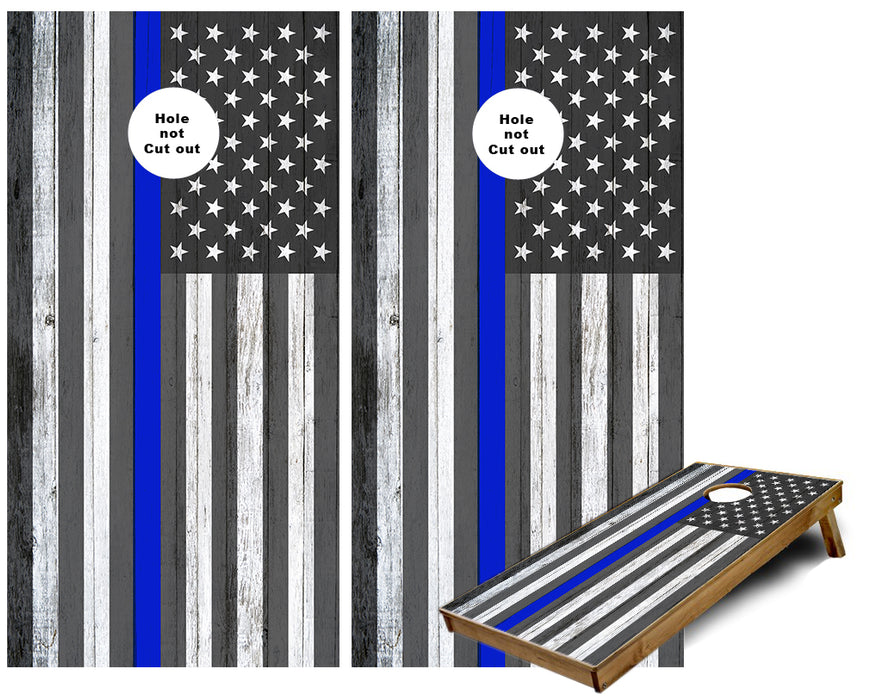 Thin Blue Line American Flag We support our Police Cornhole Wraps