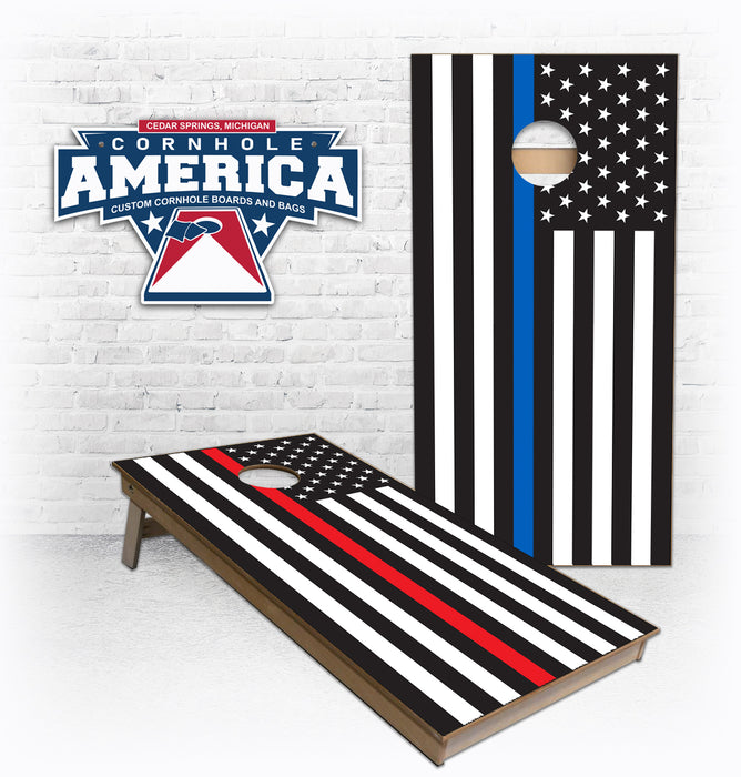 Thin Red Line and Blue Line Support or Service heros Cornhole Boards
