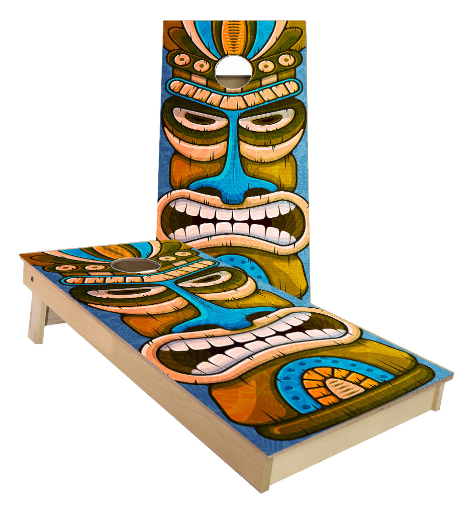 Tiki Beach Bar Inspired Cornhole Boards - Durable & Stylish