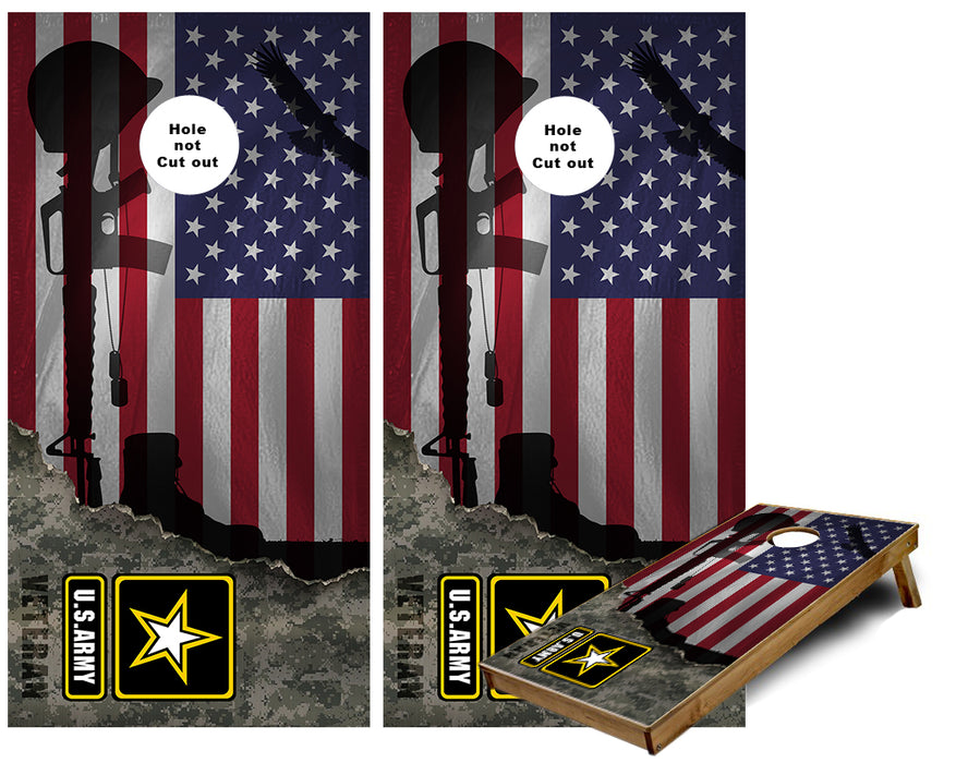 Army Veterans US Flag Cornhole Wraps