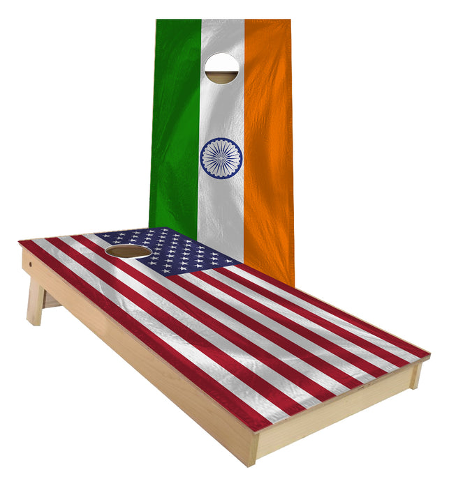 USA and INDIA Flag Cornhole Boards