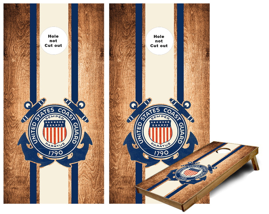 United States Coast Guard Striped Cornhole Wraps