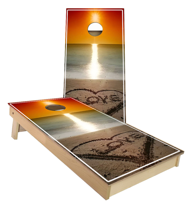 Love is in the Sand Wedding cornhole boards