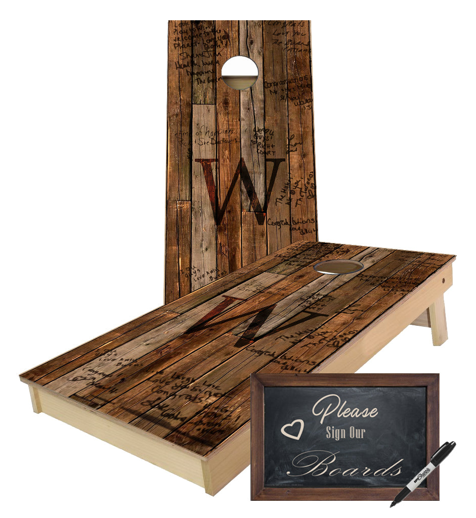 Custom Wedding Guest Book cornhole boards