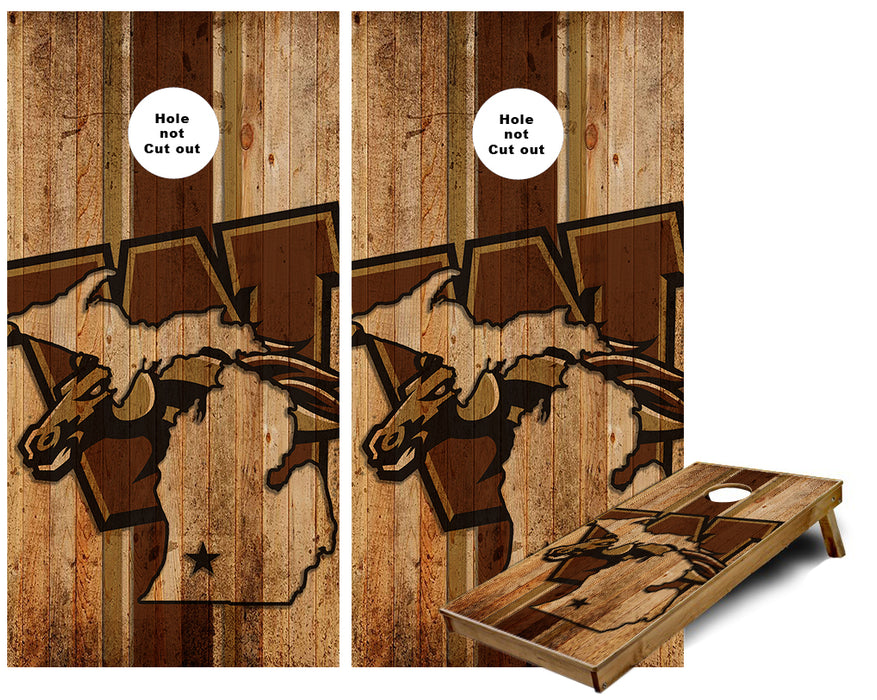 Western Michigan University Broncos weathered wood Cornhole Wraps