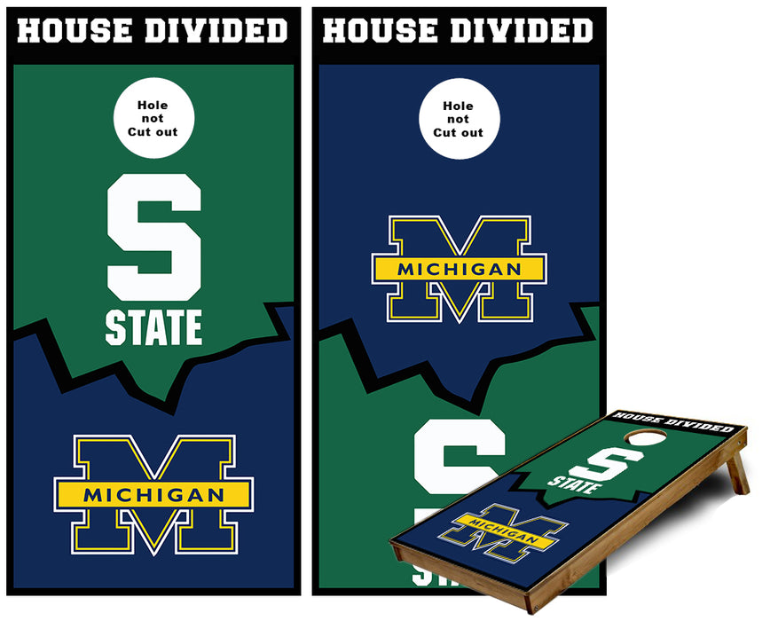 Michigan Wolverines and Michigan State Spartans House divided Cornhole Wraps