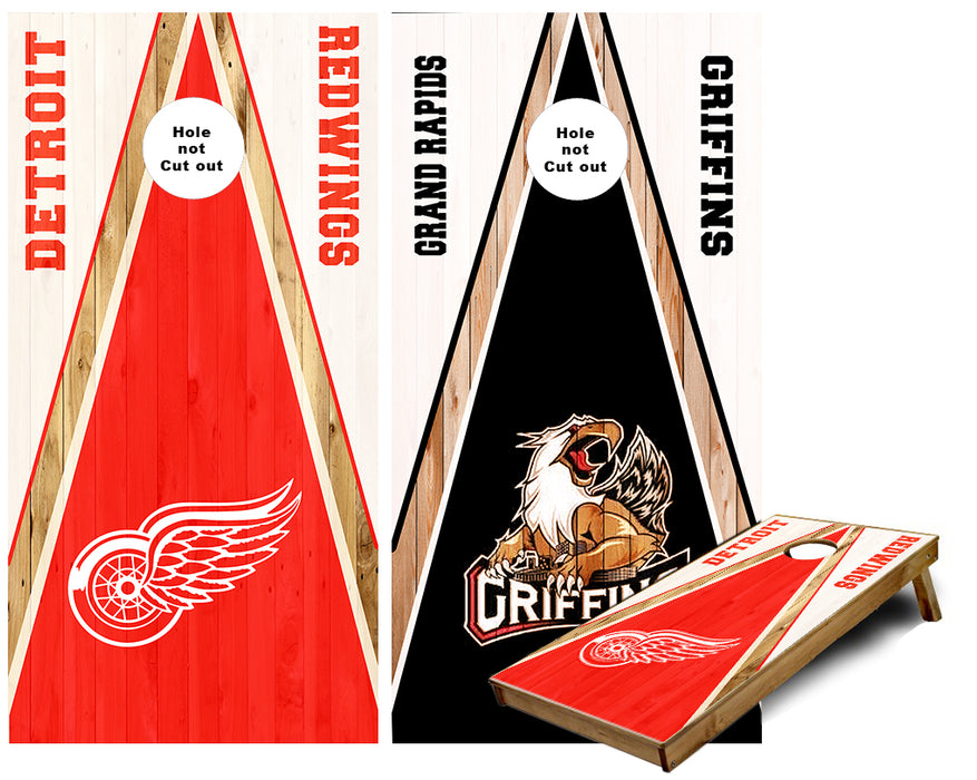 Detroit Redwings and Grand Rapids Griffins Cornhole Wraps